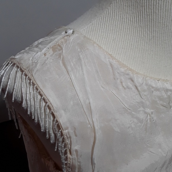Vintage cream blouse with beading and tassels - Picture 7 of 8